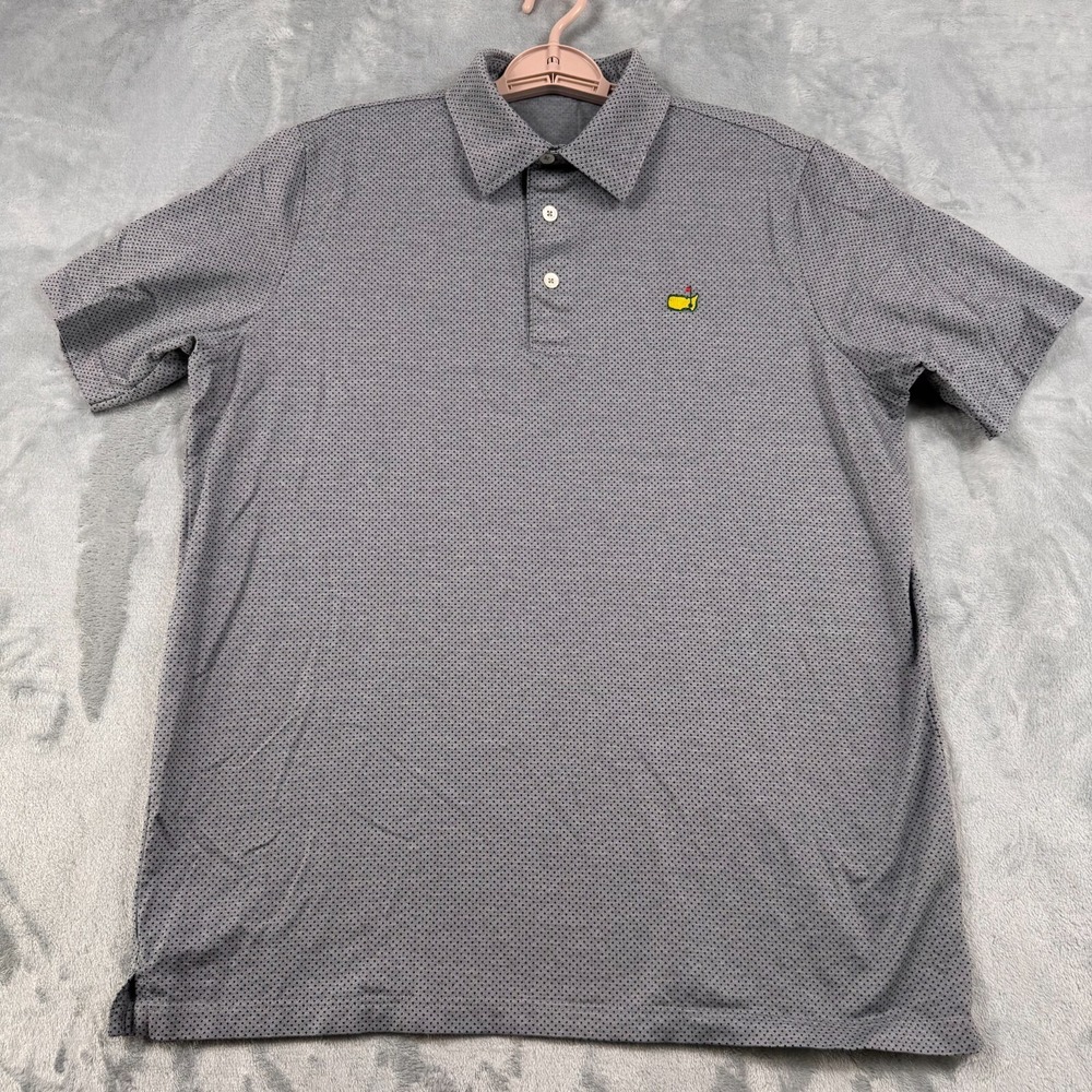 Clubhouse Collection Masters Polo Men's‎ Large Gray Polka Dot Golf Made in Italy